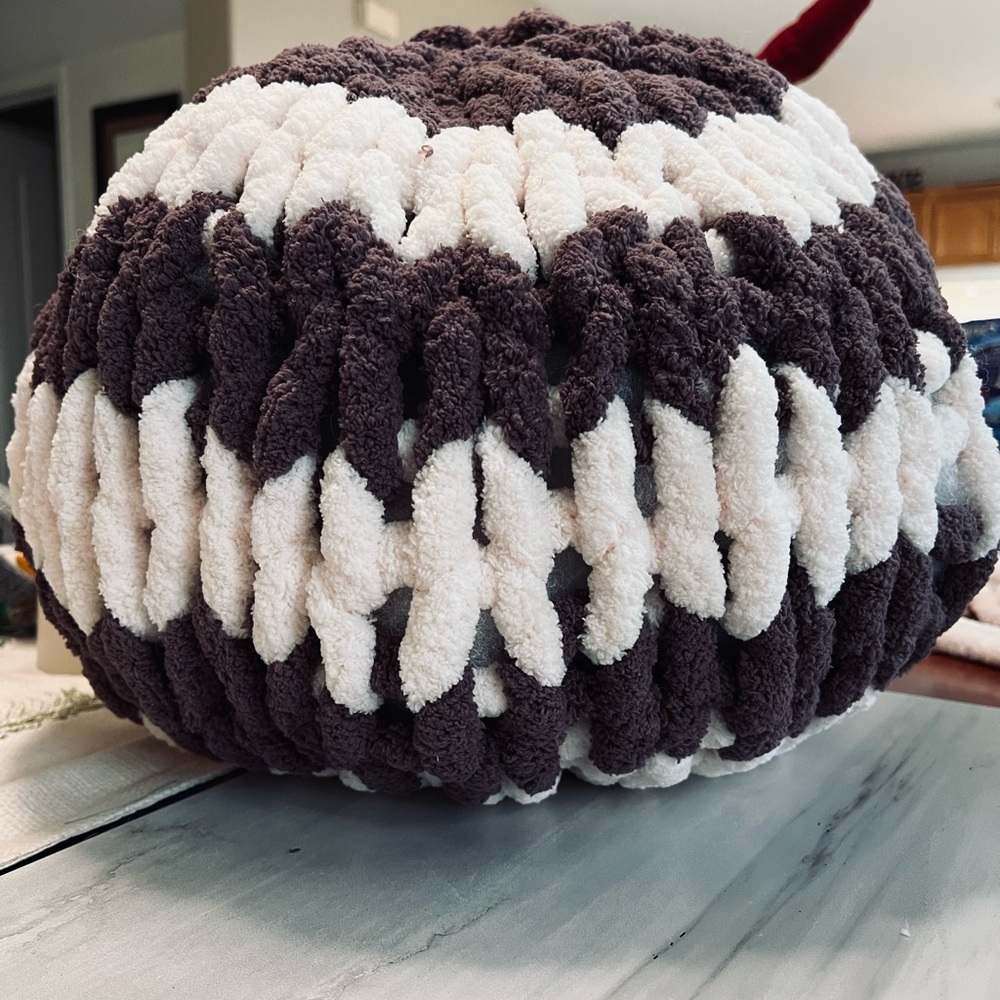 French Lilac and Soft Pink Chunky Knit Sphere Pillow